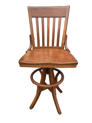 1930s Vintage Industrial Oak Wood Drafting Architect Swivel Stool Chair • $795