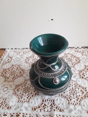 £58 • Buy Moroccan Ceramic Vase With Silver Filigree
