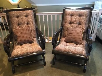 Marge Carson Tufted Regency Style Armchairs • $1600