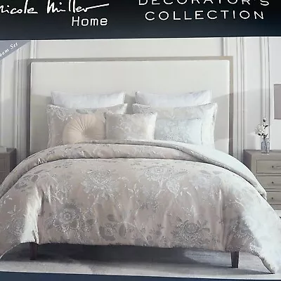 Nicole Miller 8 Piece Collection Queen Size COMFORTER SET Sateen Jacquard NEW • $180