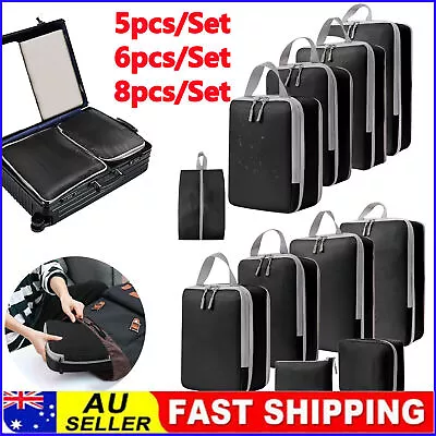 5/8PCS Compression Bags Organiser Suitcases Packing Cubes Travel Storage Luggage • $4.50