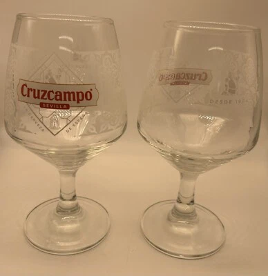 £10.99 • Buy 2 X Cruzcampo Nucleated  Beer Glases M23 Brand New Bar Gift Man Cave