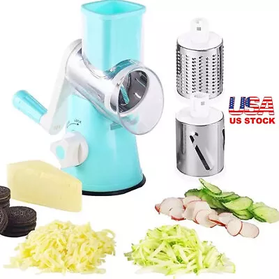 Manual Rotary Cheese Grater - Round Mandoline Slicer With Strong Suction Base • $14.95