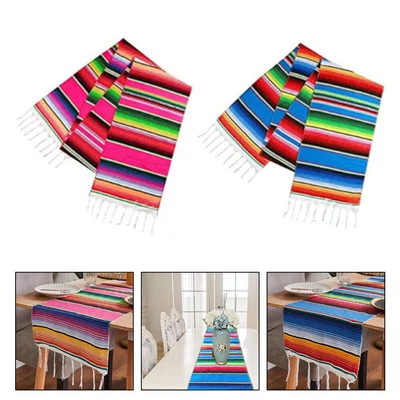 £16.52 • Buy 2 Pcs Mexican Serape Blanket Mexican Fiesta Table Runner Wedding Ornament Chic