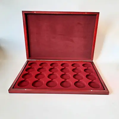 Presentation Wooden Case 24 Silver Coins Capsules 1 Oz 45 Mm Storage Tray Box UK • £99.95