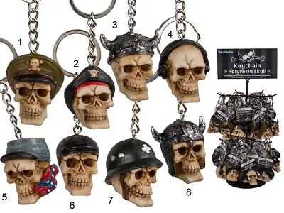£6.99 • Buy Polyresin & Metal Skull Novelty Keyring Key Chain 3D 8 Designs Gothic Key Ring