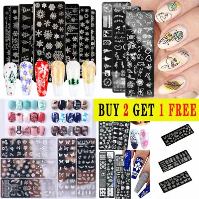 Reusable Nail Art Stamping Plates Flowers Nail Stencils Template - Gels Polish - • $2.19