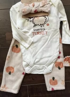 Chick Pea Baby Girls Sz 6-9 Months Thanksgiving Outfit “Daddy’s Turkey” Fall • $10