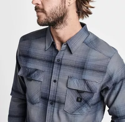 Roark Diablo Alpinist Technical Flannel Shirt Blue Mens Size L NWT RW554 • $67.99