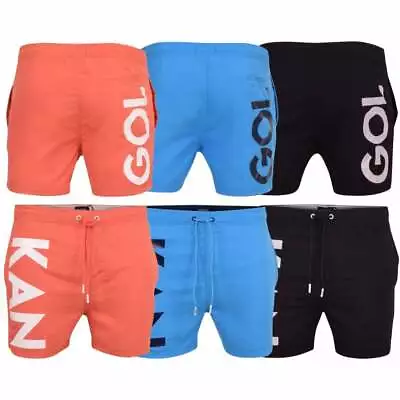 Mens Kangol Designer Swimming Shorts Trunks Drawcord Beach Casual Mesh Lined • £12.99