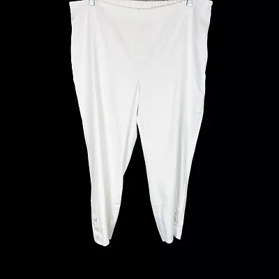 J.Jill Women's Stretch Linen Button Hem Ankle Pants SolidWhite X-Large Size • $20