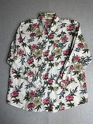 Venezia Shirt Womens 18/20 White Green Button Up Floral Flower Outdoors Ladies • $8.99