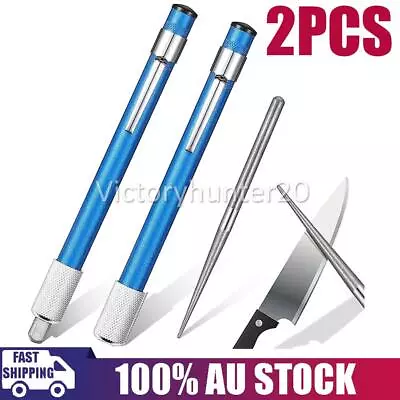 2X Diamond Pen Rod Portable File Sharpener Tool Blade Stone Kitchen Knife Hook • $13.91