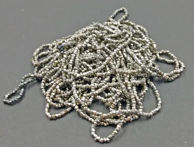 Tiny Micro Antique Metallic Silver Over Black Glass Beads Czech Seed 24bpi 6 Gr • $7