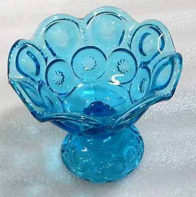 Vintage L.E. Smith Blue Moon & Stars Compote Candy Dish  5 3/4 X 5 1/4  • $10