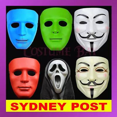 Anonymous Mask V For Vendetta Guys Fawkes Scream Scary Evil Halloween Costume • £3.69