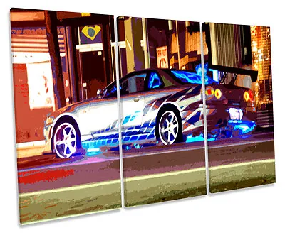 The Fast And Furious Car TREBLE CANVAS WALL ART Box Framed Print • £44.99