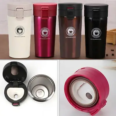 Insulated Travel Coffee Mug Cup Thermal Stainless Steel Flask Vacuum Thermos UK • £7.29