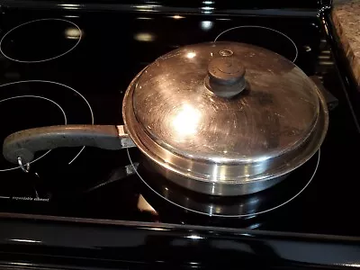 Saladmaster 11” Skillet Fry Pan 18-8 Tri Clad Vapo Lid Stainless Steel Vtg #2 • $78.11