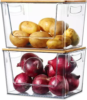 Stackable Storage 2 Set Pantry Kitchen Counter Organizer Basket Fruit Vegetable • $37.99