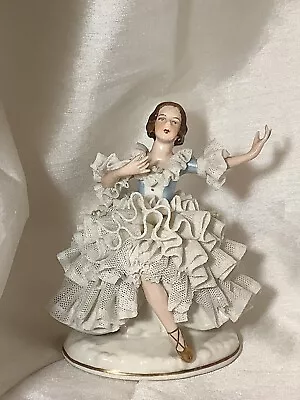 Vintage Dresden Porcelain Lace Ballerina Statue) Made In Germany 5” Height • $39