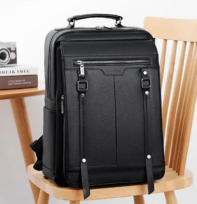 New US Business Men Genuine Leather Backpack Laptop Travel Waterproof School Bag • $49.89