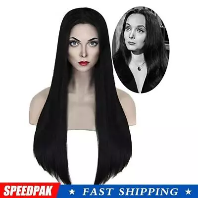 Womens Long Black Synthetic Heat Resistant Straight Hair Full Wig Fashion Wigs • £5.86