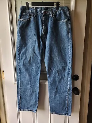 Wrangler Jeans Men's 34x29 Blue Relaxed Fit Straight Leg 100% Cotton Denim • $17