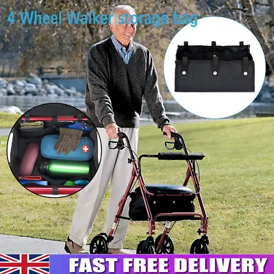 4 Wheel Walker Rollator Walking Aid Mobility Frame Storage Bag Black  · • £13.29