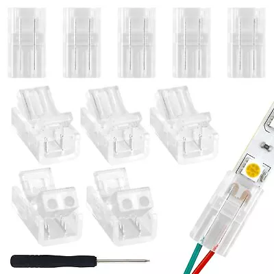 10Pcs 2PIN LED Light Strip Connectors 8mm Wide Unwired Gapless Solderless Str... • $14.12