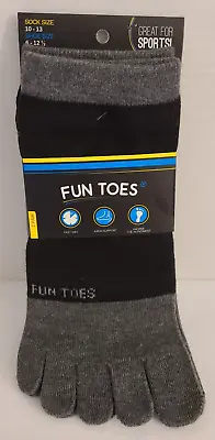 FUN TOES Men Toe Socks Sock Sz 10-13 Shoe 6-12.5 Black On Gray • $6.99