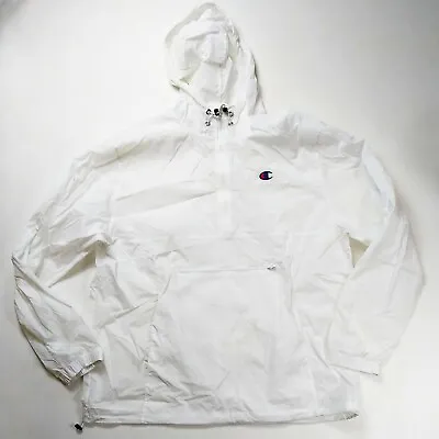 Chmapion Mens 100% Authentic L/S Size Large Pullover Windbreaker Hoodie White • $49.99