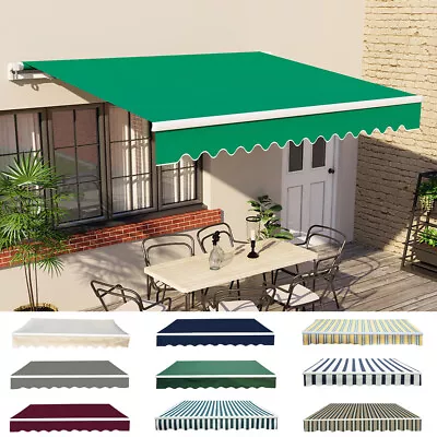 Patio DIY Manual Awning Garden Canopy Sun Shade Retractable Shelter Top Fabric • £261.99