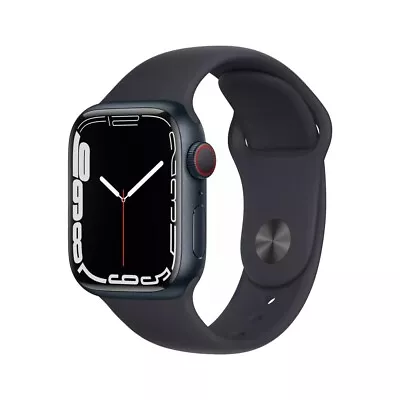 Apple Watch (GPS + LTE) Series 7 45MM Midnight Aluminum Case Midnight Sport Band • $184.29