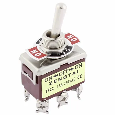 $7.16 • Buy AC 250V 15A DPDT ON/OFF/ON 3 Position Self Locking Toggle Switch T702CW