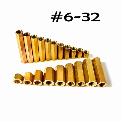 #6-32 Brass Hexagonal Copper Pillar Nut Extension Motherboard Chassis Nut Thread • $60.49