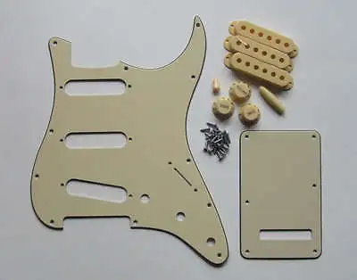 ST Pickguard Back Plate W/ Cream Pickup Covers Knobs Tips Screws For Strat • $28.18