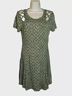 Sheila Rose For Nadine West Dress Women's Medium Green Cage Cutout Shoulder NWT • $12.69