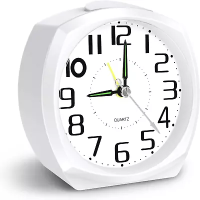 ORIA Analog Alarm Clock 4  Silent Alarm Clock Small Analog Quartz Clock Batte • $25.45