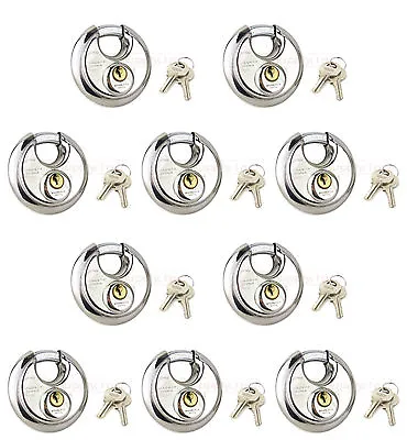 10 X 70mm 2-3/4  Steel Armor Disc Padlock For Trailer / Self Storage Keyed Alike • $49.99