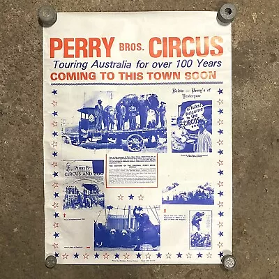 Perry Bros Circus Australia Tour Poster 1970’s Vintage Retro • $59.99