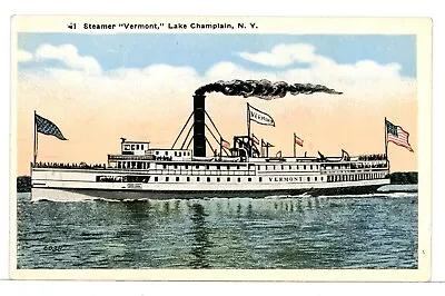 The Sidewheel Steamer VERMONT On Lake Champlain 1915-1930 VT Postcard • $7.50