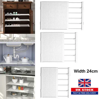 Adjustable Extendable Rack Closet Cupboard Divider Rack Storage Organizer Shelf • £6.95