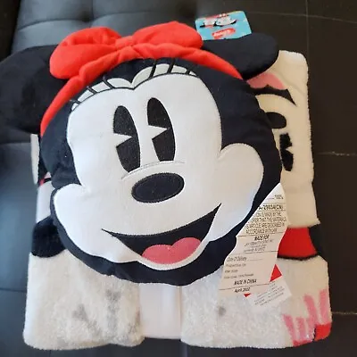 Disney Minnie Mouse Pillow And Throw Blanket Set Travel Plush Christmas Gifts • $39.99