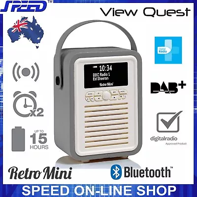 VQ View Quest Retro Mini DAB/DVB+/FM/Bluetooth/Alarm Clock Radio - Dark Grey • $149