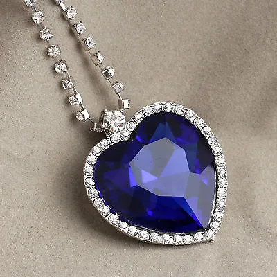 £5.99 • Buy Gorgeous Titanic The Heart Of Ocean Blue Diamond Necklace
