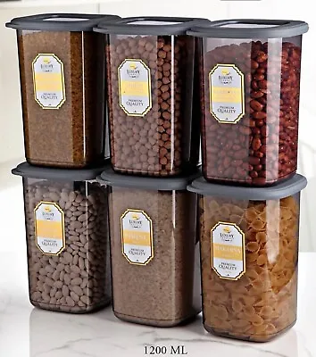 6 X Cereal Containers Airtight Food Storage Container-Stackable-BPA FREE+Lids • £13.99