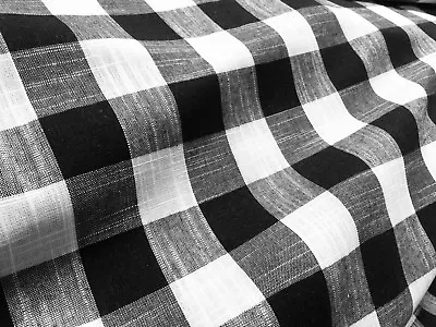 £6.50 • Buy Gingham Linen Checked Cotton Vichy Fabric Plaid Material Buffalo Check 55  Wide