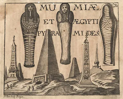 Antique Print  Mummiae Et Aegypti Pyramides  J. Hiller 1735 • £70