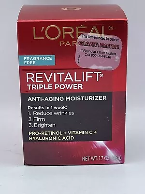 L'Oreal RevitaLift Fragrance-Free Triple Power Anti-Aging Moisturizer 1.7oz • $18